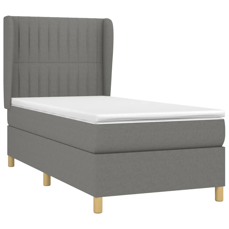 Sommier à lattes de lit et matelas Gris foncé 90x190 cm Tissu - 3