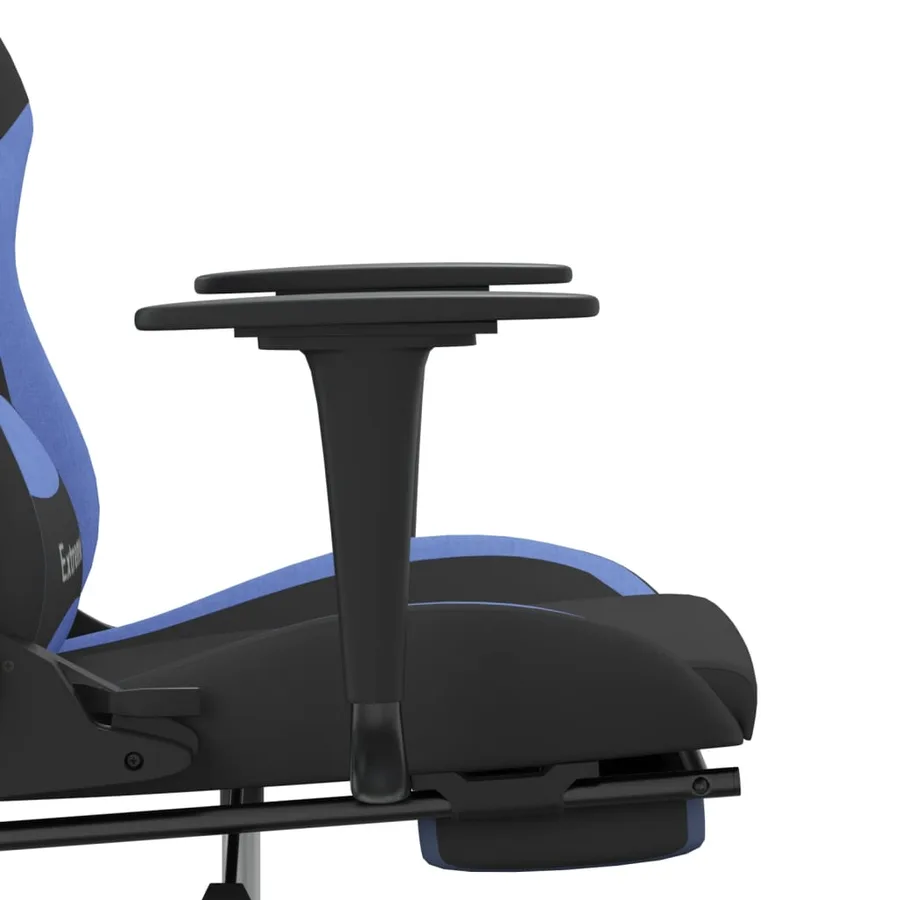 Chaise de jeu avec repose-pied Noir et bleu Tissu - 11