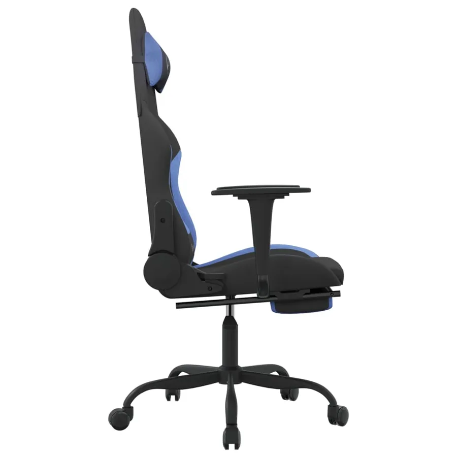Chaise de jeu avec repose-pied Noir et bleu Tissu - 4