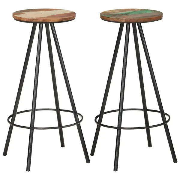 Tabourets de bar lot de 2 bois massif de récupération