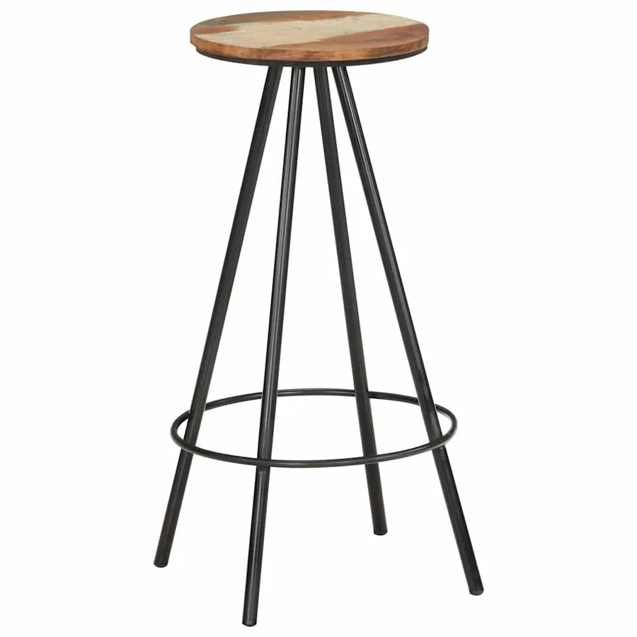 Tabourets de bar lot de 2 bois massif de récupération - 2
