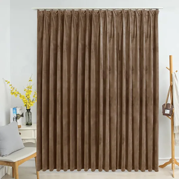Rideau occultant avec crochets Velours Beige 290x245 cm