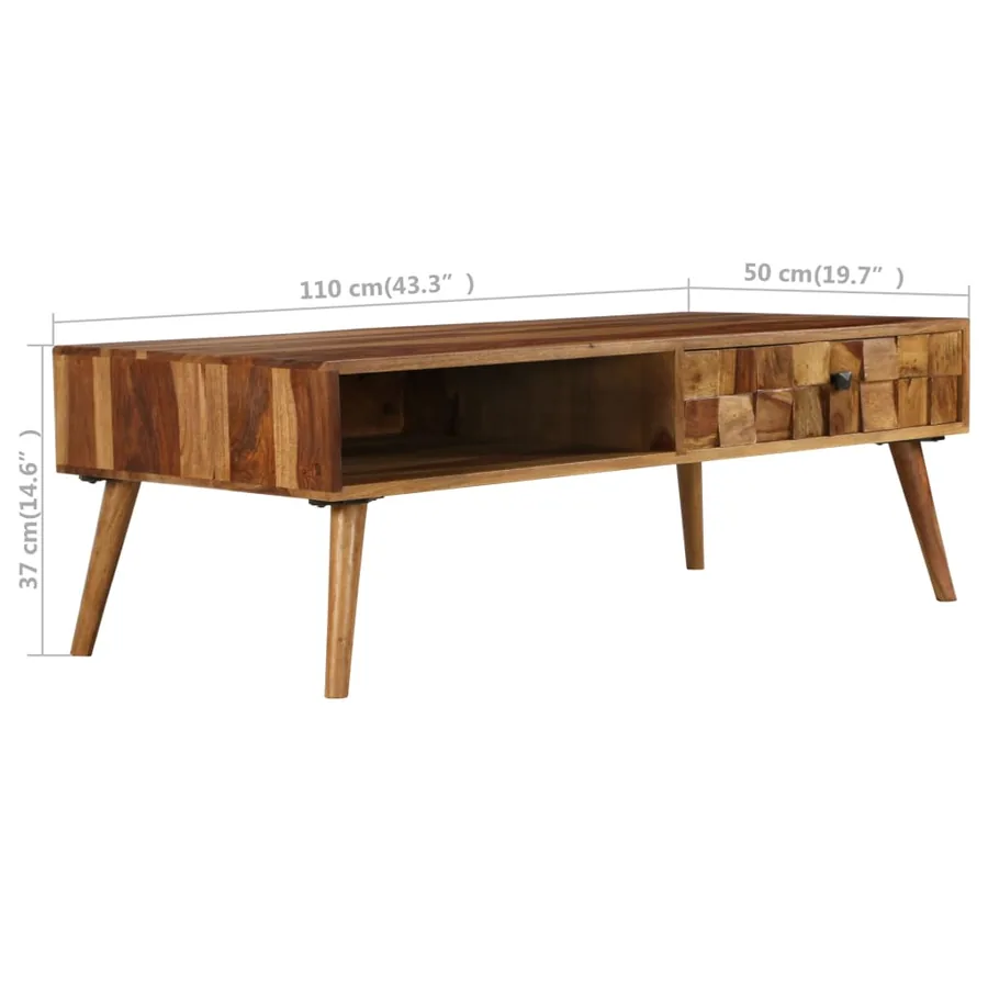 Table basse Bois massif avec finition miel 110x50x37 cm - 10