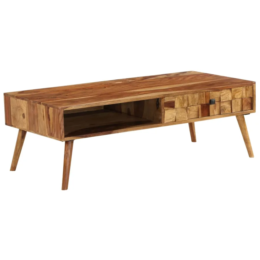 Table basse Bois massif avec finition miel 110x50x37 cm - 11