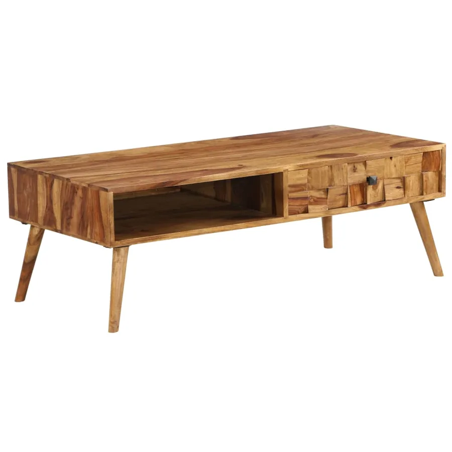 Table basse Bois massif avec finition miel 110x50x37 cm - 12