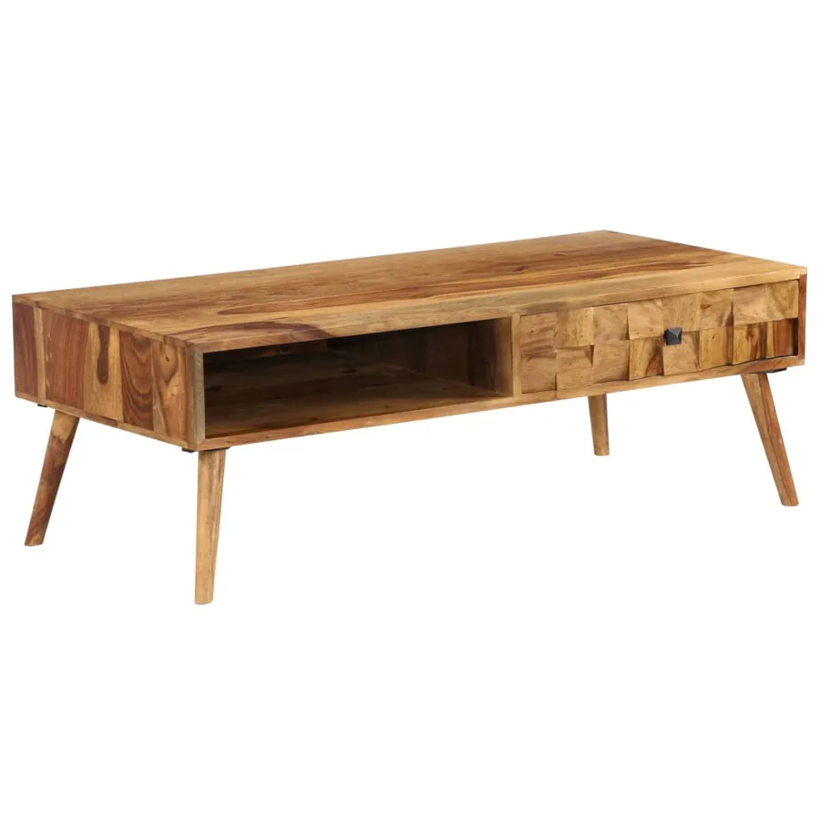 Table basse Bois massif avec finition miel 110x50x37 cm - 14