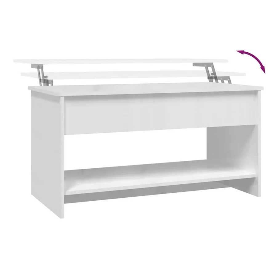 Table basse blanc brillant 102x50x52,5 cm bois d'ingénierie - 8
