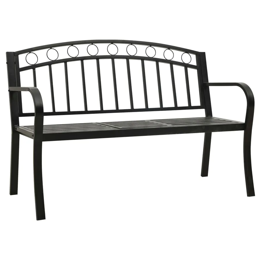 Banc de jardin avec table Noir 120 cm Acier - 2