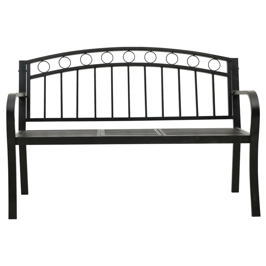 Banc de jardin avec table Noir 120 cm Acier - 3