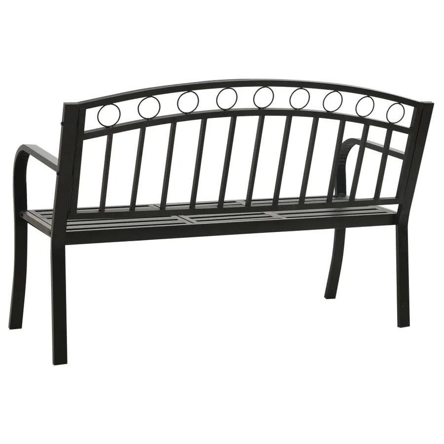 Banc de jardin avec table Noir 120 cm Acier - 5