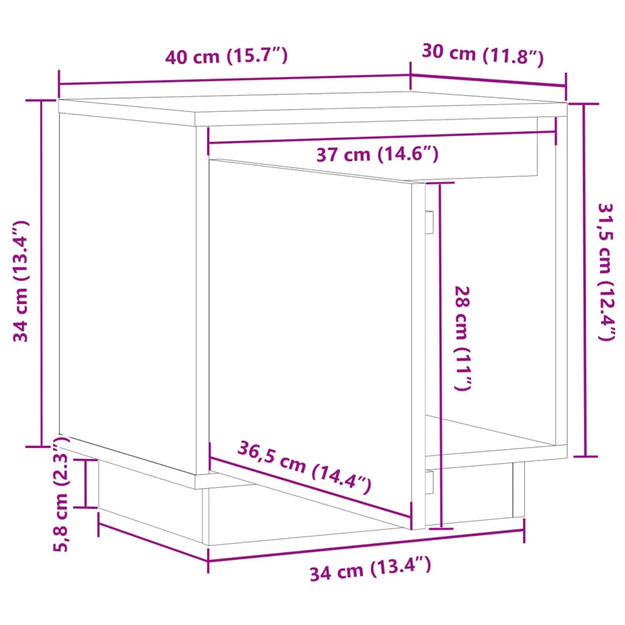 Tables de chevet 2pcs Marron miel 40x30x40cm Bois de pin solide - 10