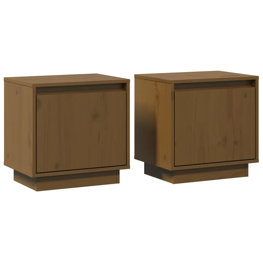 Tables de chevet 2pcs Marron miel 40x30x40cm Bois de pin solide - 2