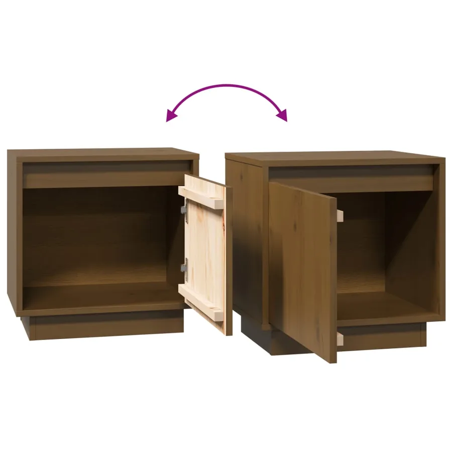 Tables de chevet 2pcs Marron miel 40x30x40cm Bois de pin solide - 7