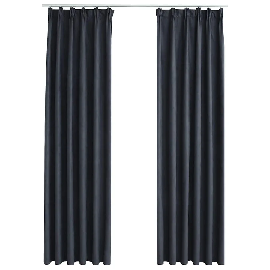 Rideaux occultants avec crochets 2 pcs Anthracite 140x175 cm - 2