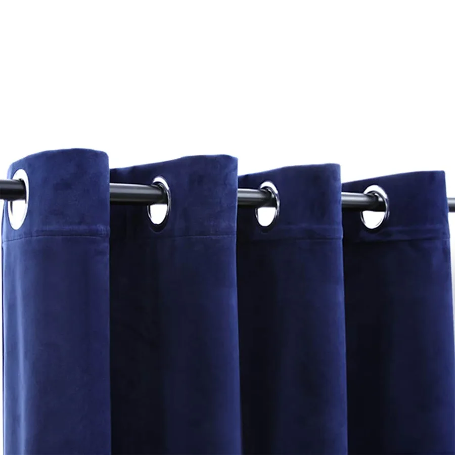 Rideaux occultants et anneaux 2pcs Velours Bleu foncé 140x245cm - 3