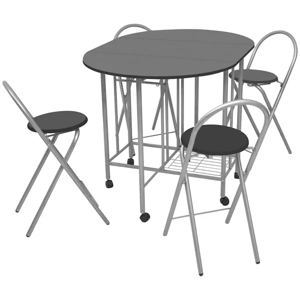 Ensemble de salle à manger pliable 5 pièces MDF noir