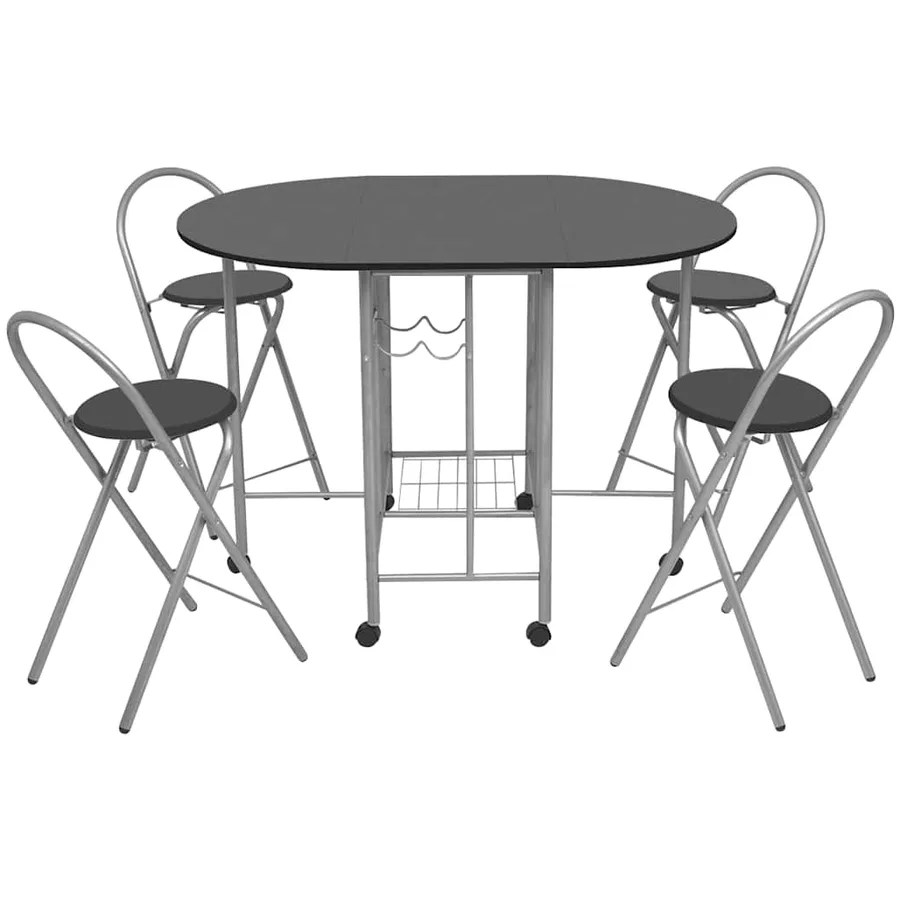 Ensemble de salle à manger pliable 5 pièces MDF noir - 2