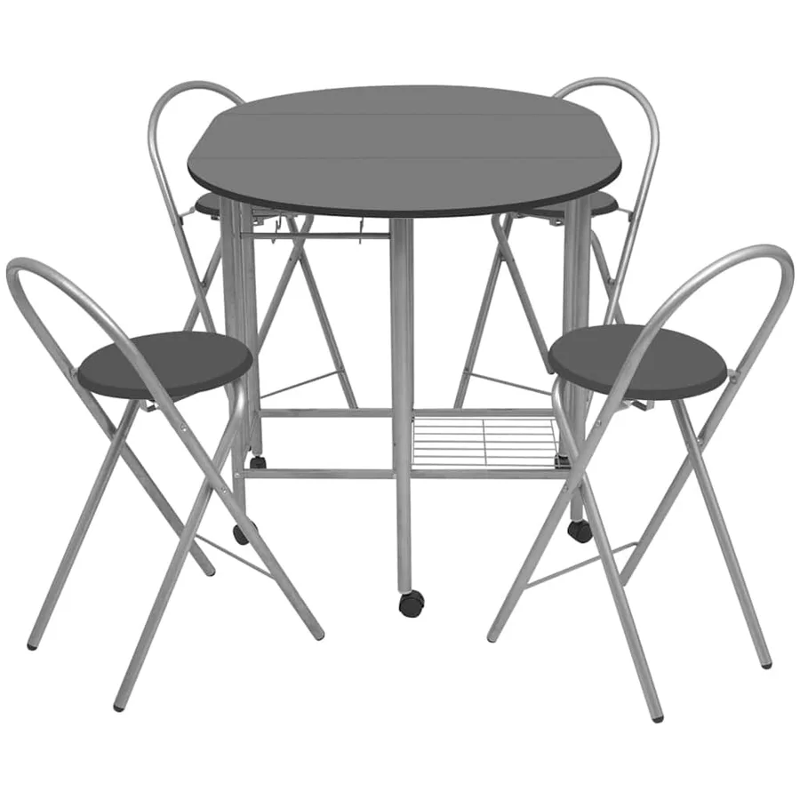 Ensemble de salle à manger pliable 5 pièces MDF noir - 3