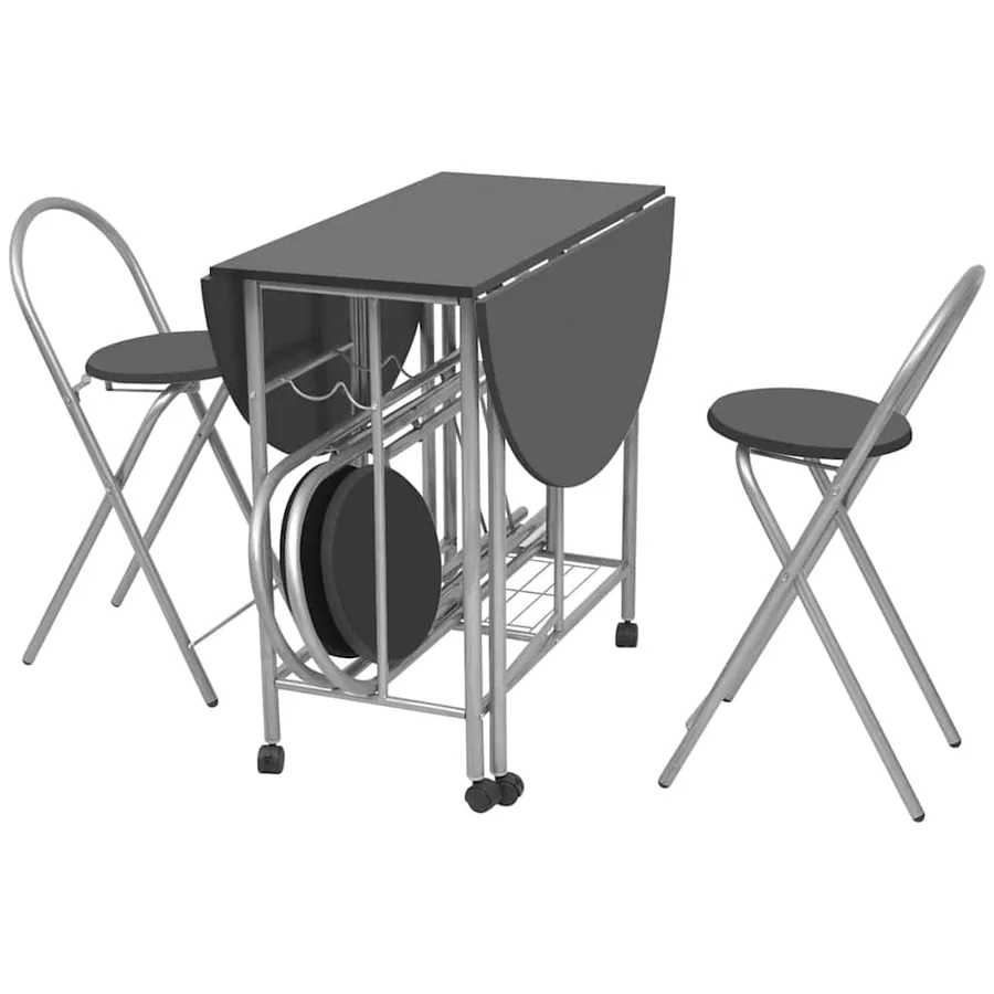 Ensemble de salle à manger pliable 5 pièces MDF noir - 4
