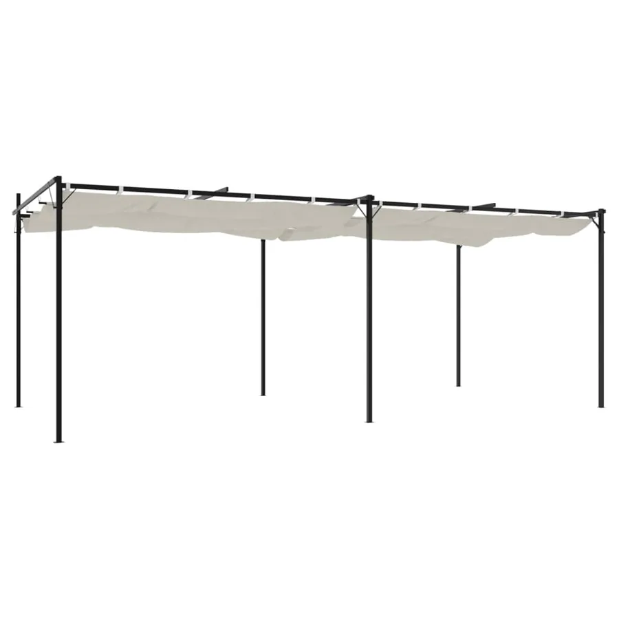 Pergola avec toit rétractable crème 589x292x230 cm - 5