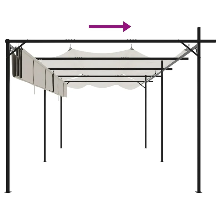 Pergola avec toit rétractable crème 589x292x230 cm - 6