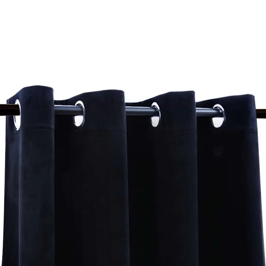 Rideaux occultants avec anneaux 2 pcs Velours Noir 140x225 cm - 3