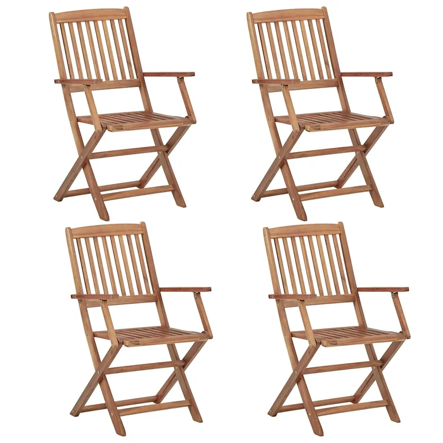 Chaises pliables de jardin lot de 4 avec coussins Bois d'acacia - 3