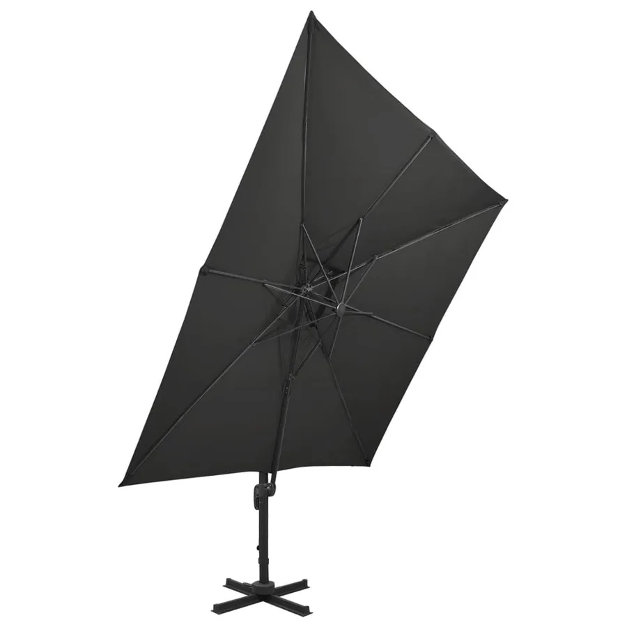 Parasol de jardin en porte-à-faux avec double toit noir - 2