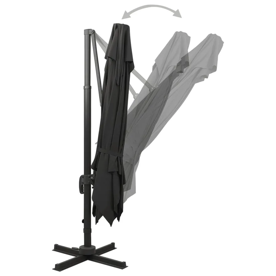 Parasol de jardin en porte-à-faux avec double toit noir - 4