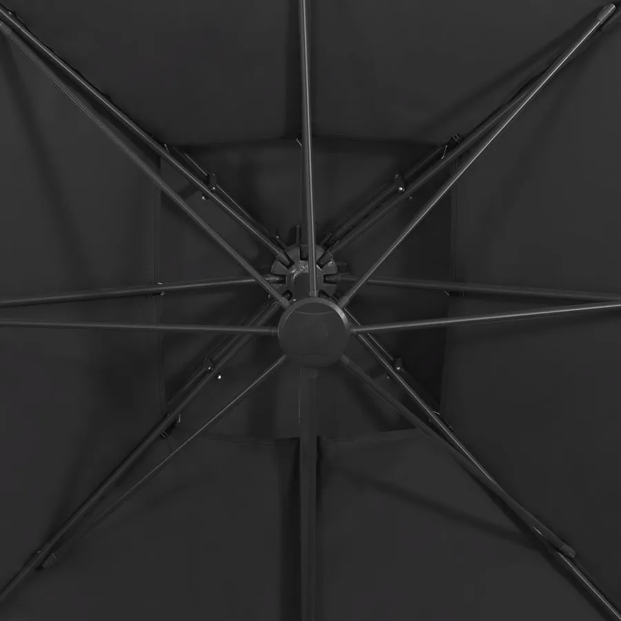 Parasol de jardin en porte-à-faux avec double toit noir - 8