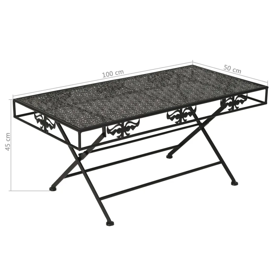Table basse pliante Style vintage Métal 100x50x45 cm Noir - 8