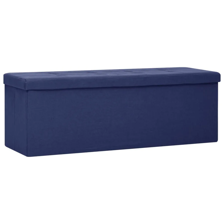 Banc de rangement pliable Bleu Faux lin - 2