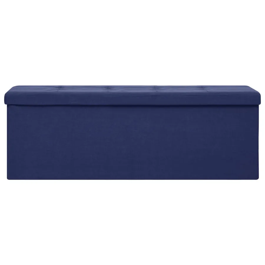 Banc de rangement pliable Bleu Faux lin - 3
