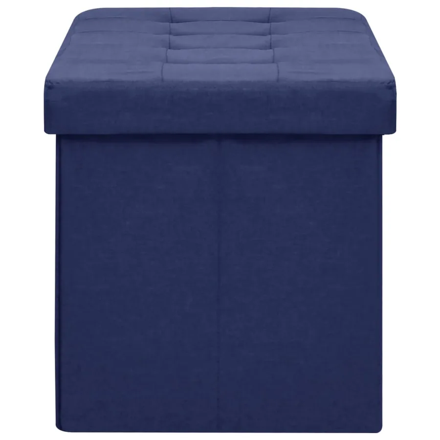 Banc de rangement pliable Bleu Faux lin - 4