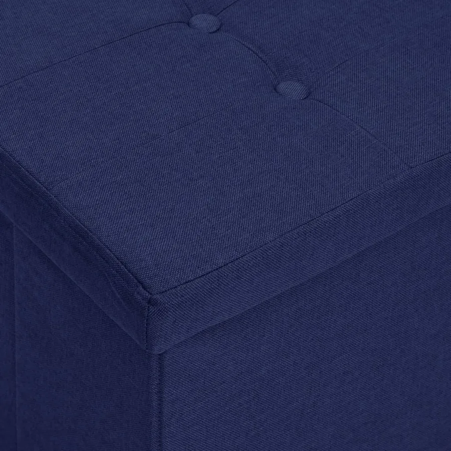 Banc de rangement pliable Bleu Faux lin - 7