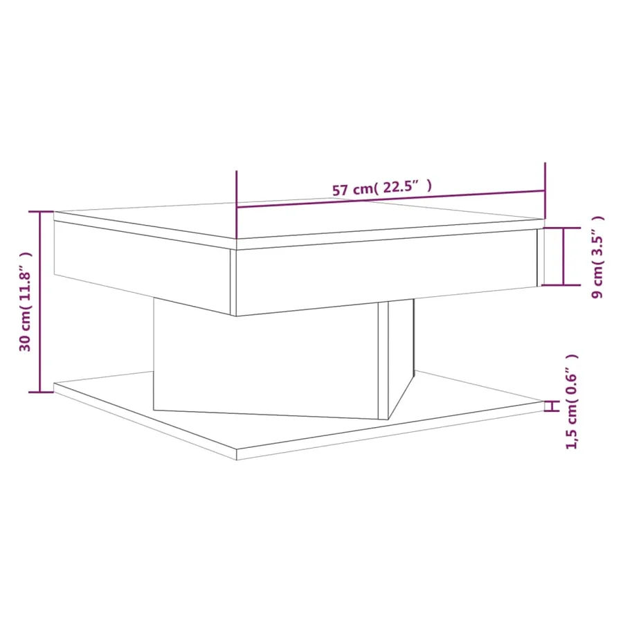 Table basse Sonoma gris 57x57x30 cm Bois d'ingénierie - 5
