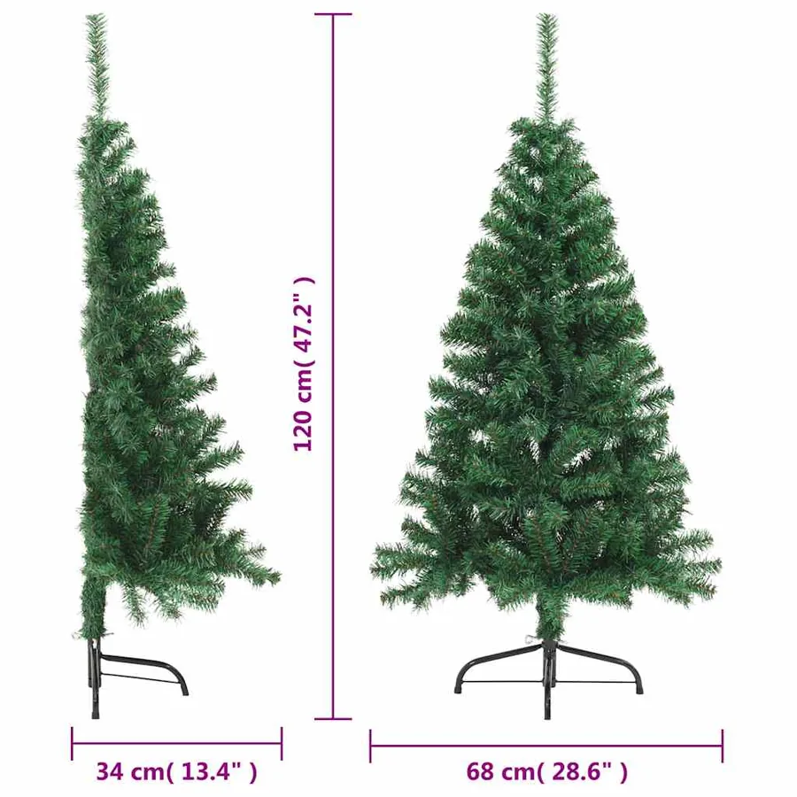 Sapin de Noël artificiel moitié avec support vert 120 cm PVC - 9
