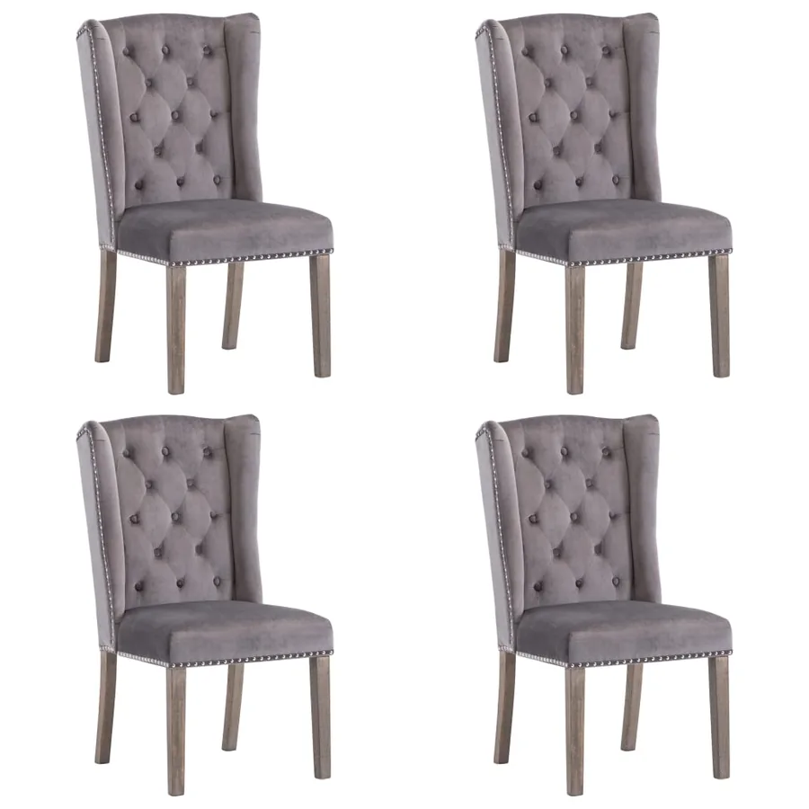 Chaises à manger lot de 4 gris velours