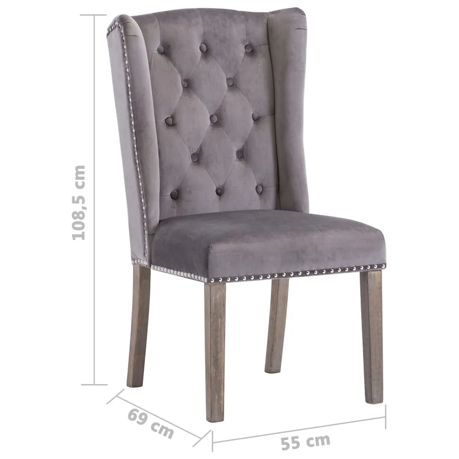 Chaises à manger lot de 4 gris velours - 10