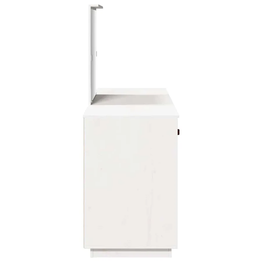 Ensemble de coiffeuse avec miroir Blanc Bois de pin solide - 6