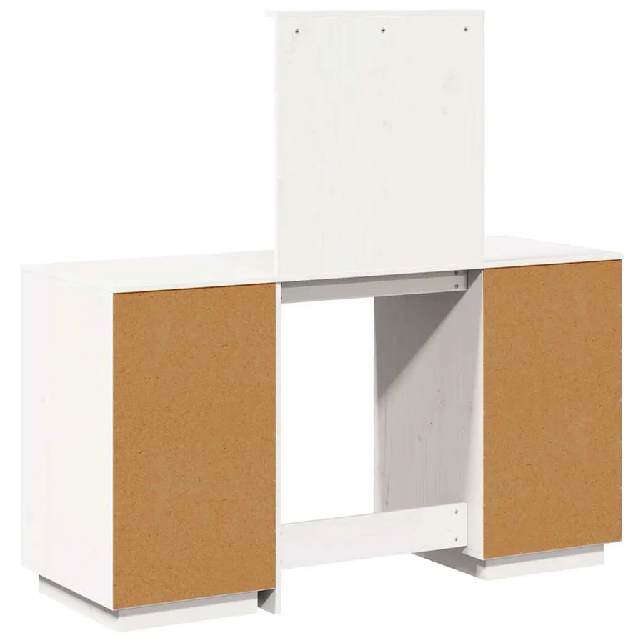 Ensemble de coiffeuse avec miroir Blanc Bois de pin solide - 7