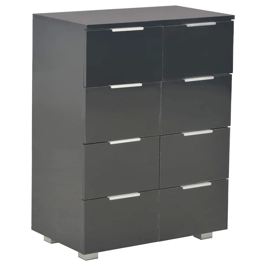 Buffet Noir brillant 60x35x80 cm Bois d'ingénierie - 2