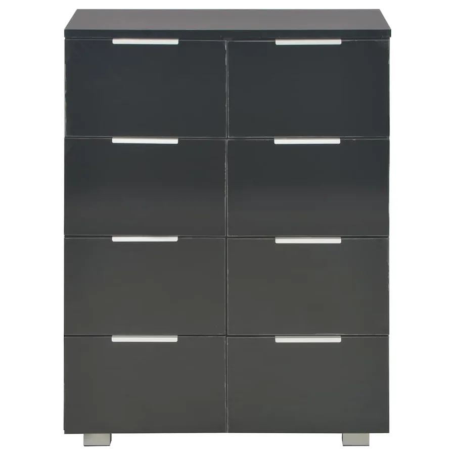 Buffet Noir brillant 60x35x80 cm Bois d'ingénierie - 3