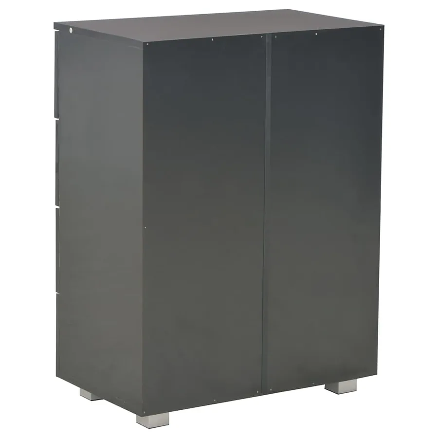 Buffet Noir brillant 60x35x80 cm Bois d'ingénierie - 5