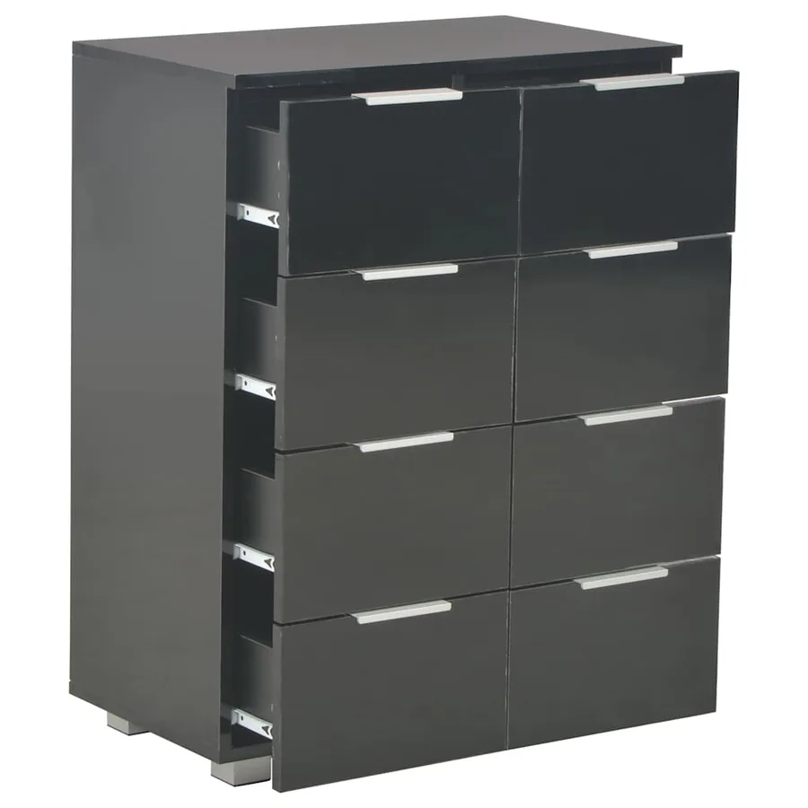 Buffet Noir brillant 60x35x80 cm Bois d'ingénierie - 6