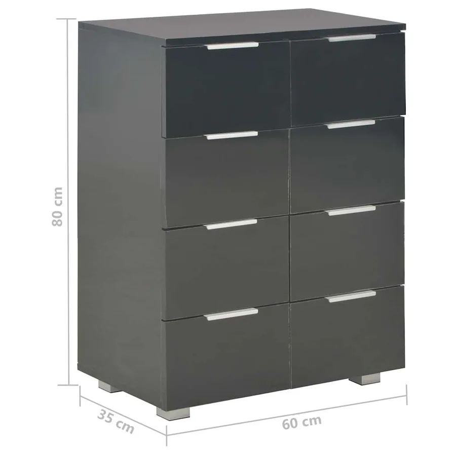 Buffet Noir brillant 60x35x80 cm Bois d'ingénierie - 9