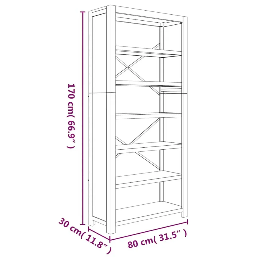 Bibliothèque 6 niveaux 80x30x170 cm Bois solide d'acacia - 8