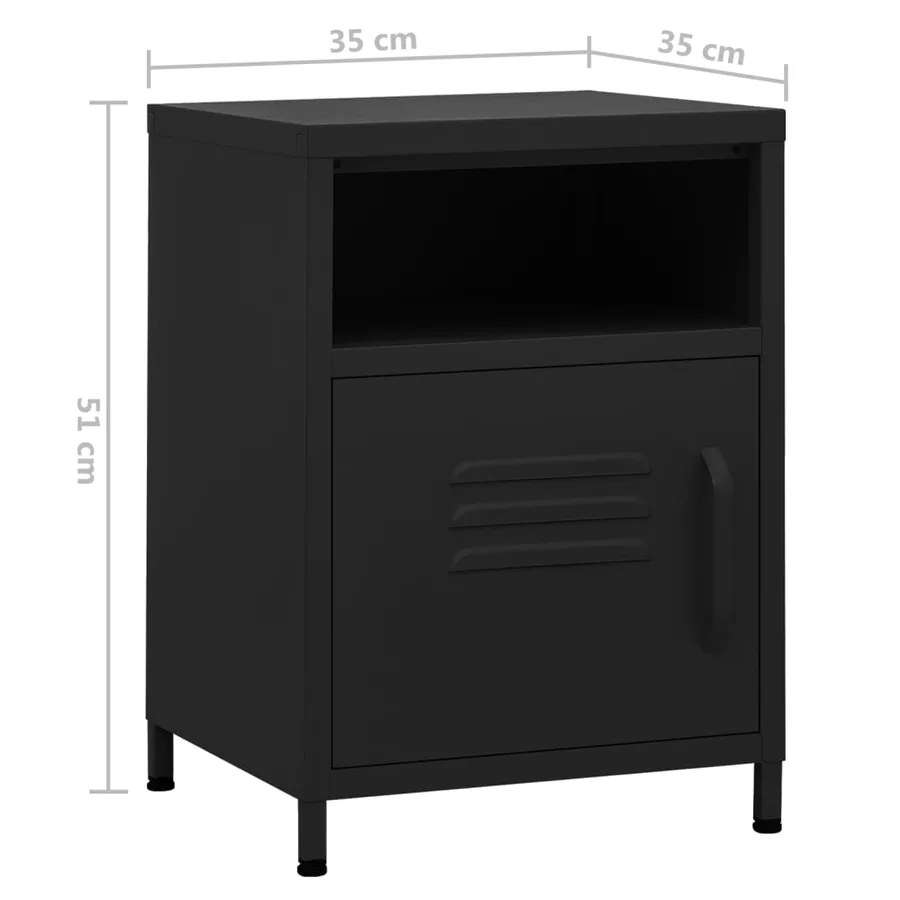 Tables de chevet 2 pcs Noir 35x35x51 cm Acier - 9