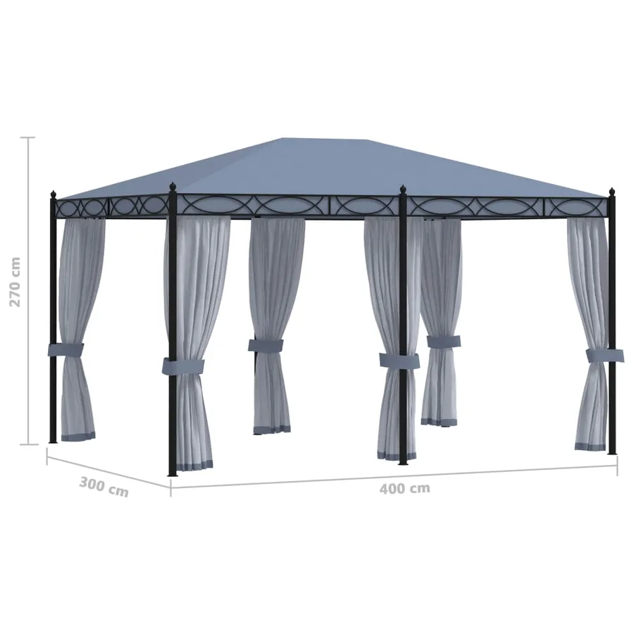 Tonnelle avec moustiquaire 3x4 m Anthracite Acier - 6