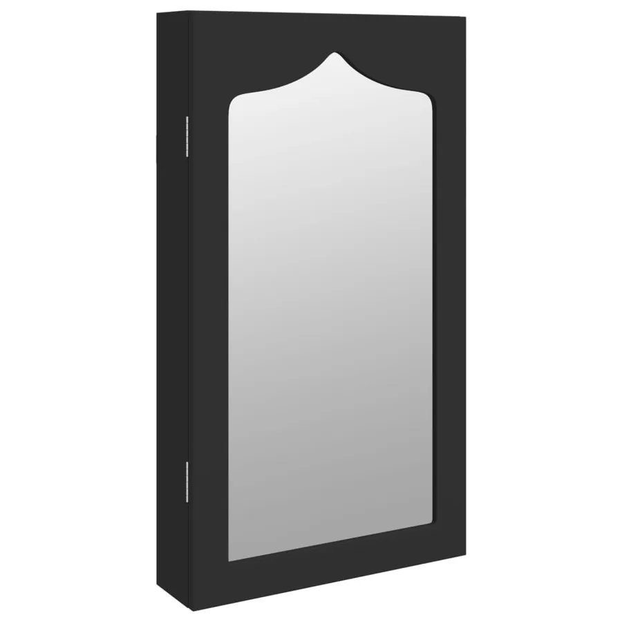 Armoire à bijoux avec miroir murale noir 37,5x10x67 cm - 2